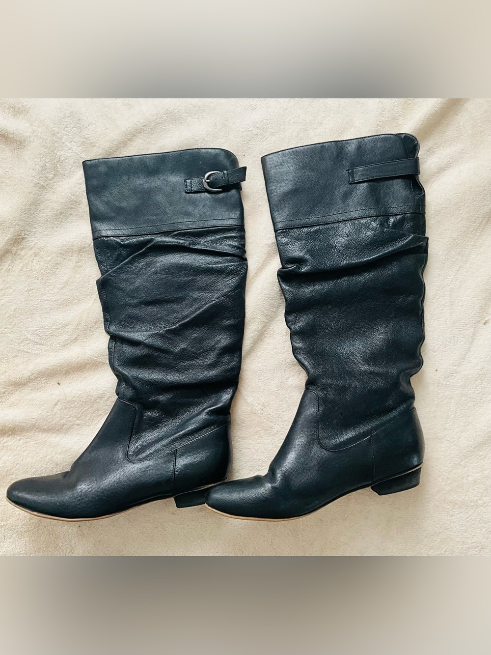 Steve Madden Black Slouch Leather Boots